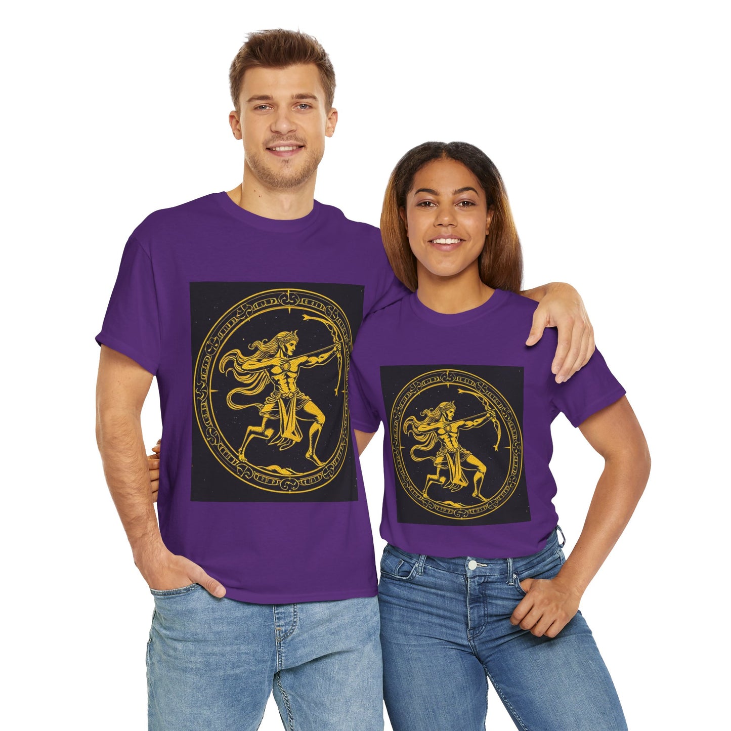 Unisex Heavy Cotton T-Shirt, Mythical Faun/Satyr, Sagittarius Zodiac Design