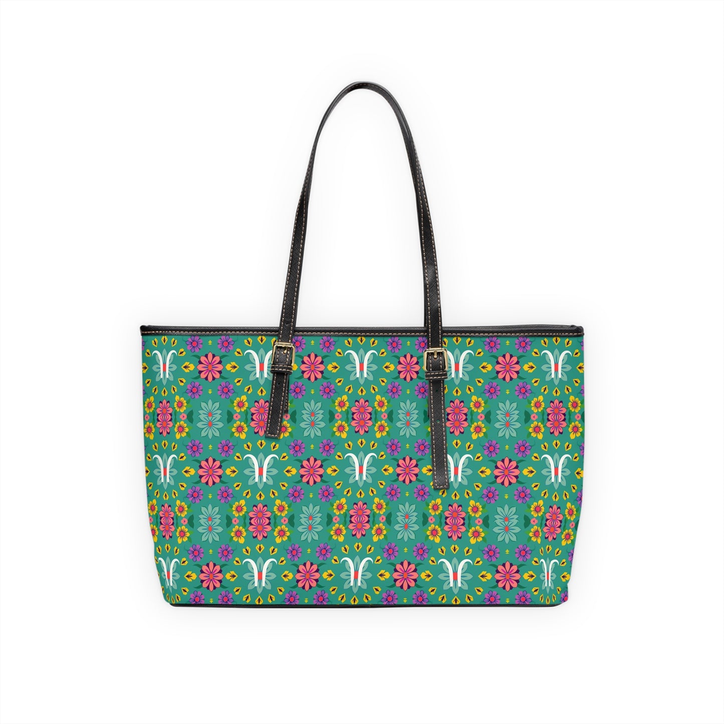 Leather Shoulder Bag, Aquarius, Zodiac v2, Flower Pattern