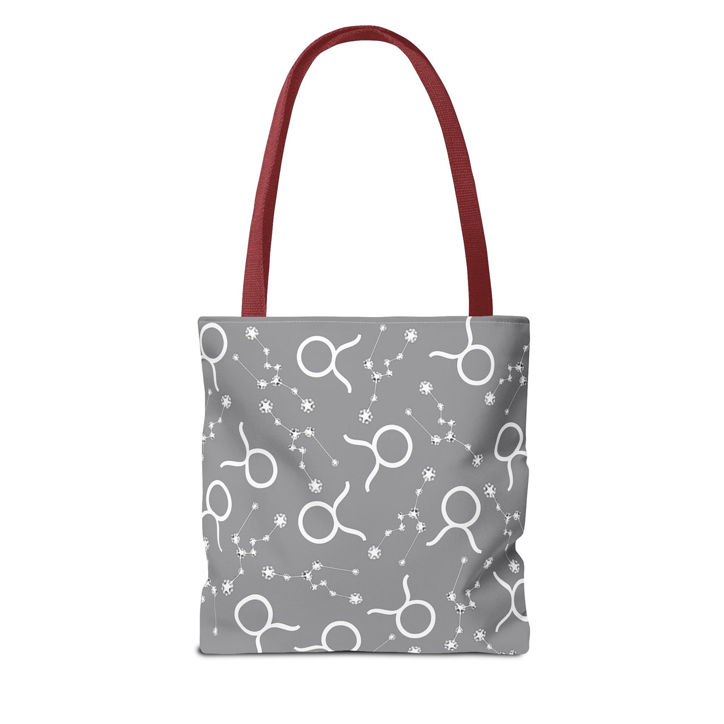 Tote Bag, Taurus Zodiac Sign, AOP, (Grey, White)
