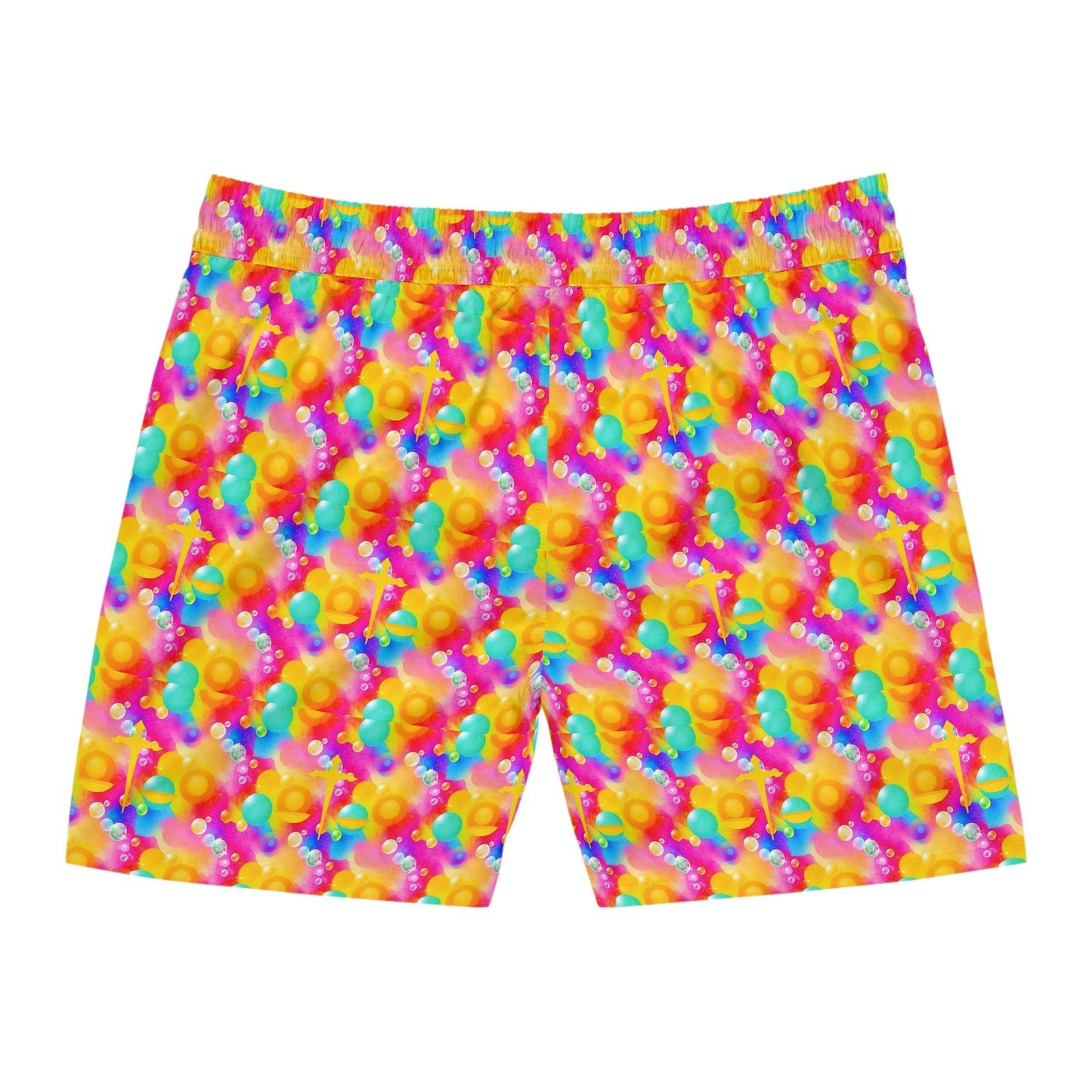 Men's Mid-Length Swim Shorts, (AOP), Libra, Zodiac v2, Bubble Pattern