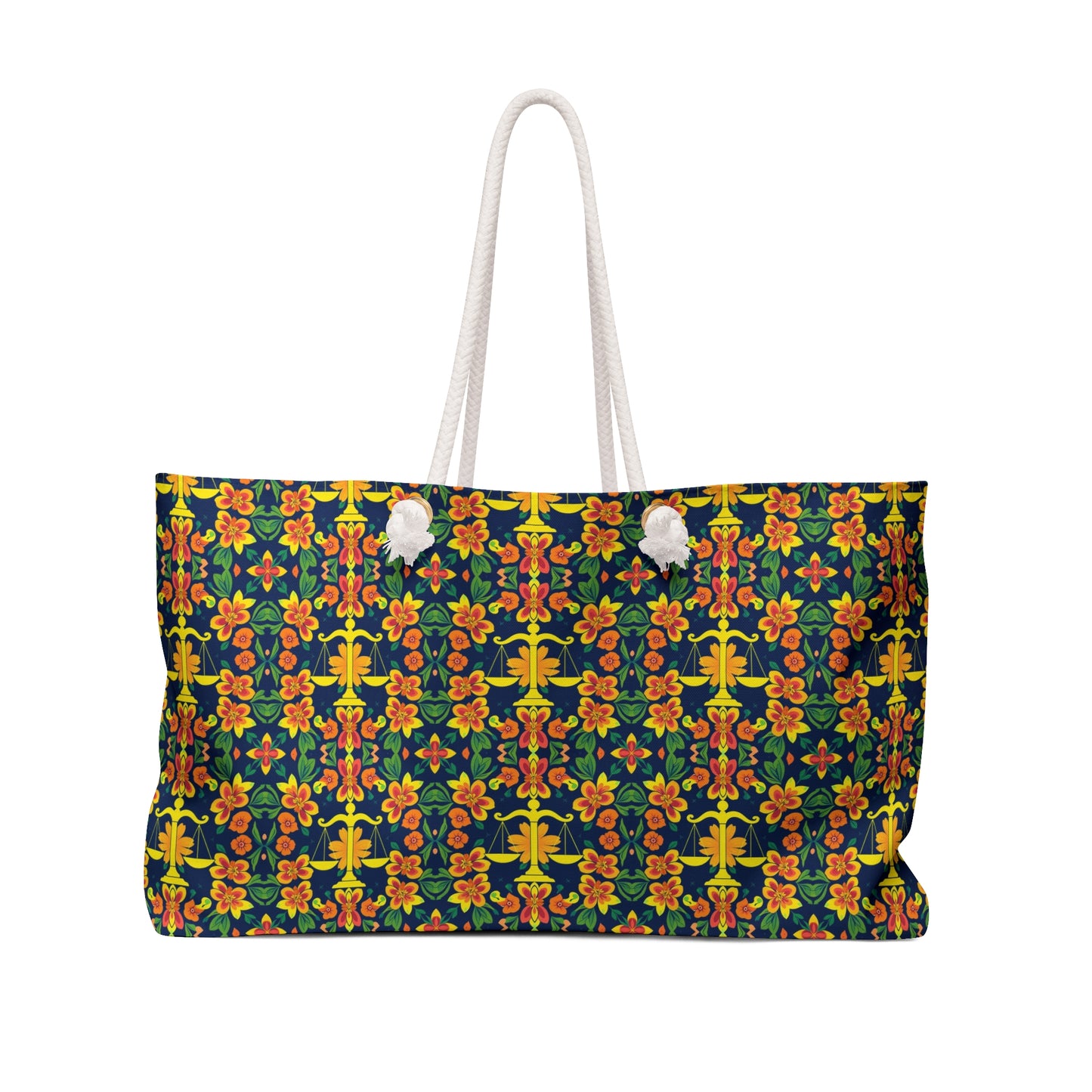 Weekender Bag, Libra, Zodiac v3, Flower Pattern