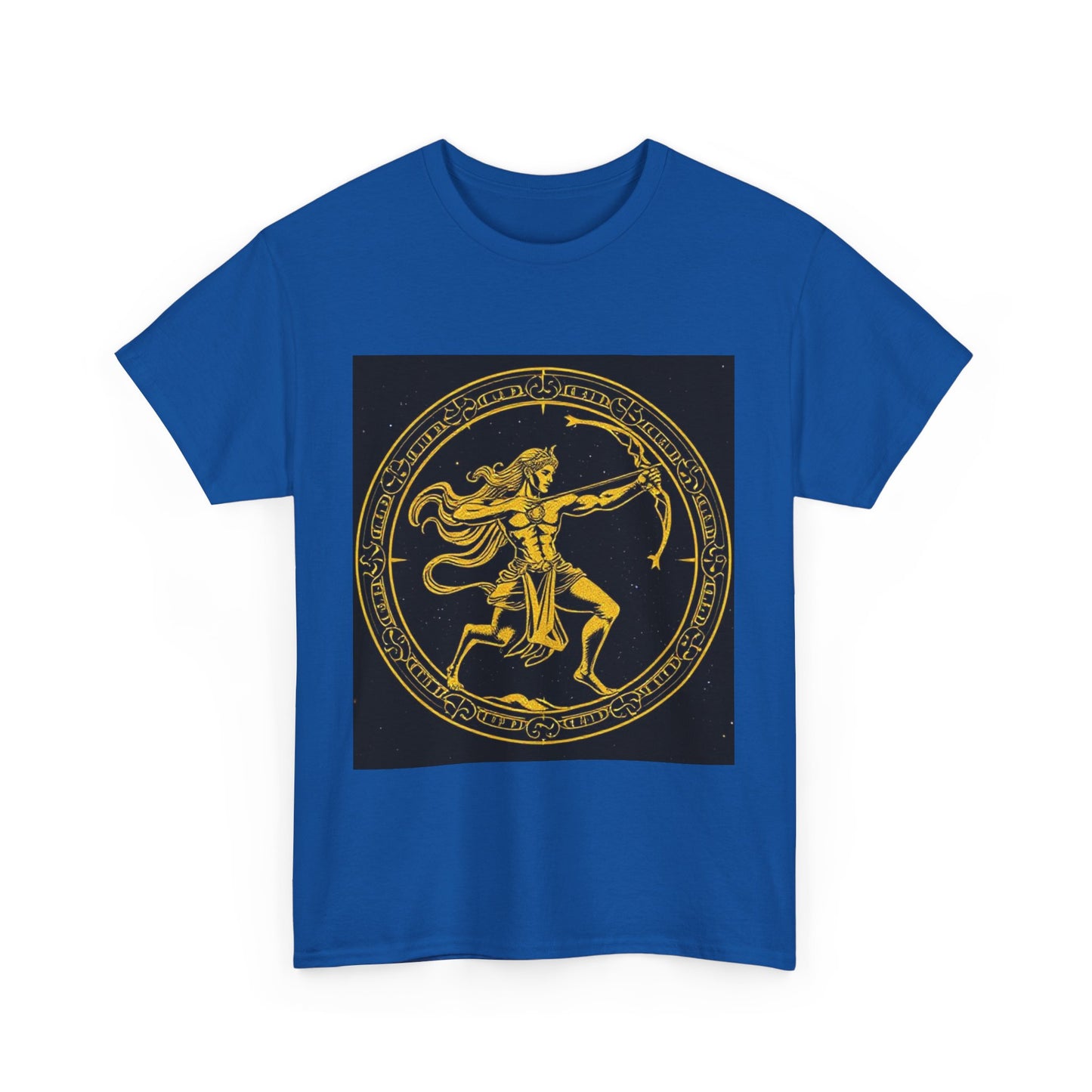 Unisex Heavy Cotton T-Shirt, Mythical Faun/Satyr v1, Sagittarius Zodiac Design