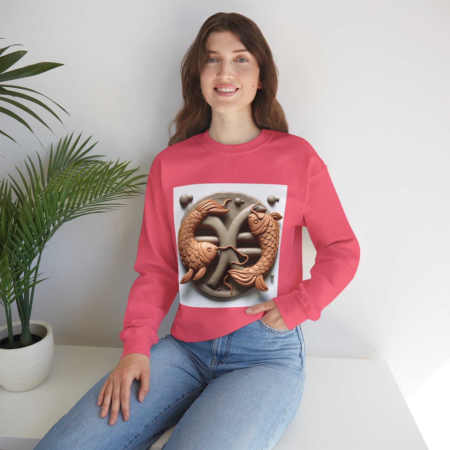Unisex Heavy Blend™ Crewneck Sweatshirt,Two Fishes Pisces Zodiac Design