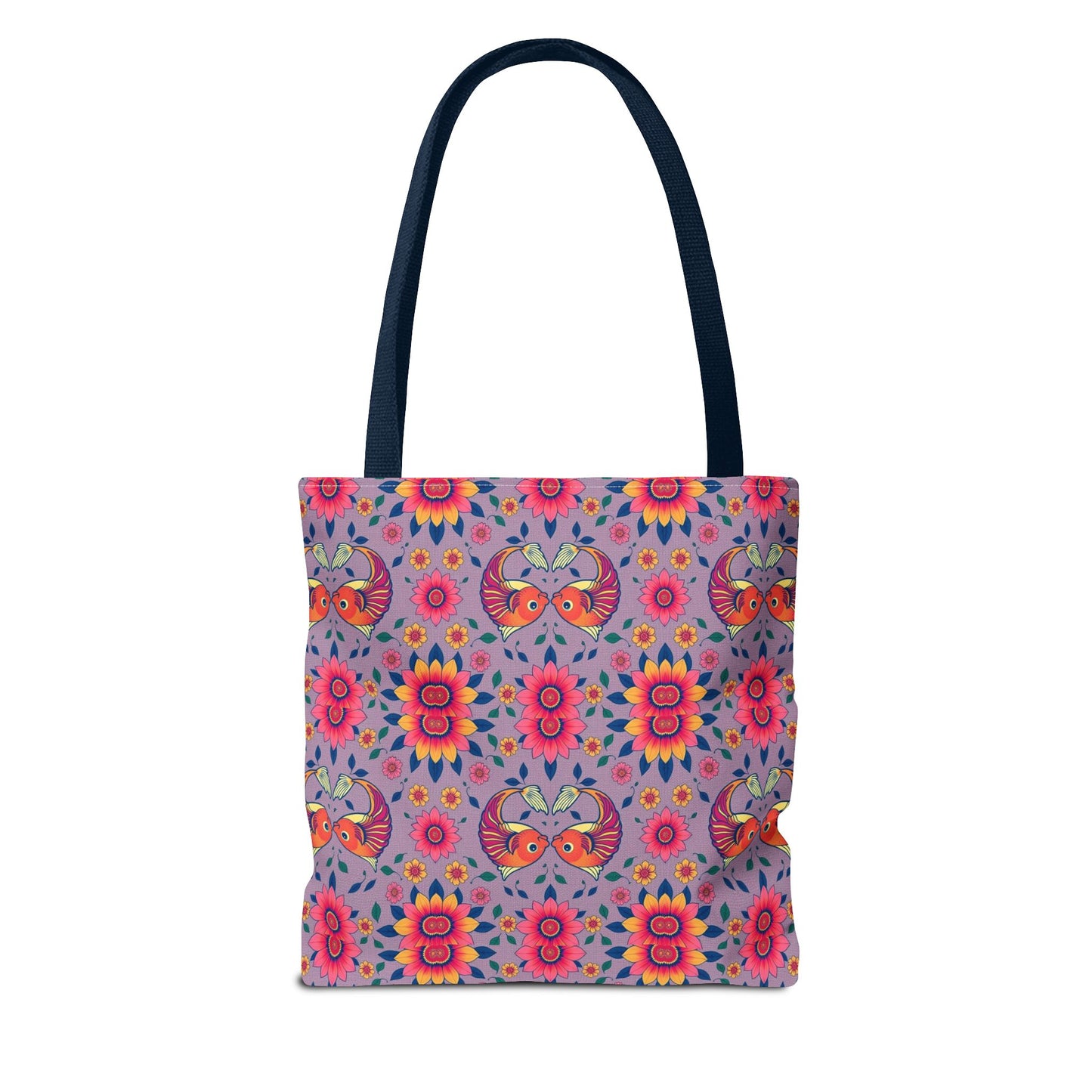 Tote Bag (AOP), Pisces, Zodiac v2, Flower Pattern
