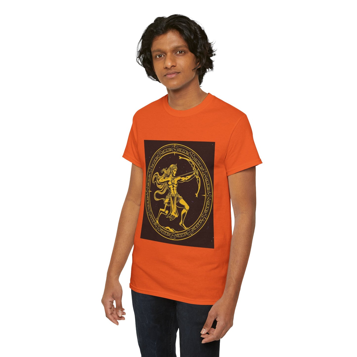 Unisex Heavy Cotton T-Shirt, Mythical Faun/Satyr, Sagittarius Zodiac Design