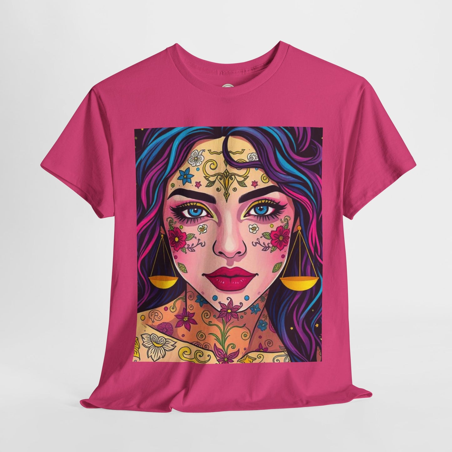 Unisex Heavy Cotton T-Shirt, Libra, Zodiac v4, Sexy Art