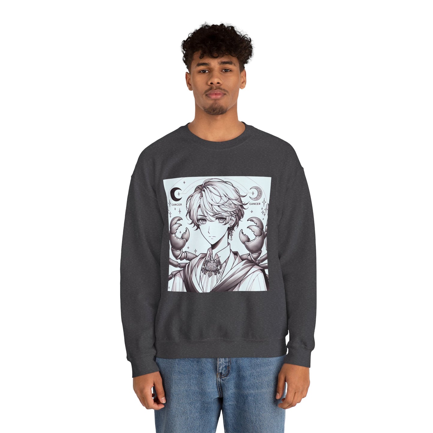 Unisex Heavy Blend™ Crewneck Sweatshirt,Two Moon, Cancer Zodiac Design