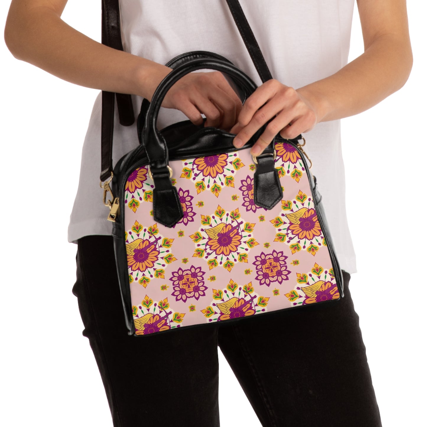 Shoulder Handbag, Sagittarius, Zodiac, Flower Pattern