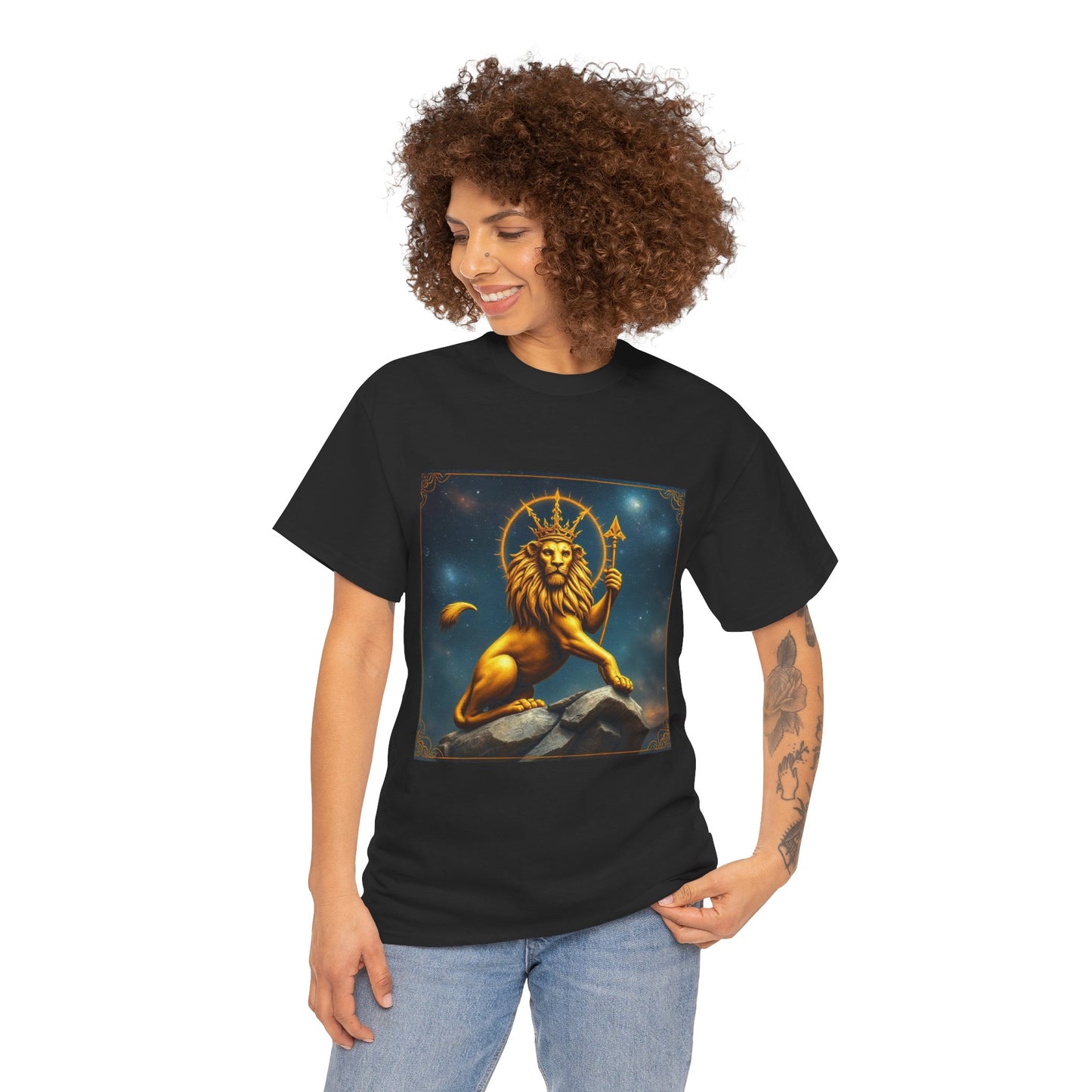Unisex Heavy Cotton T-Shirt, King of Lions, Leo Zodiac Design
