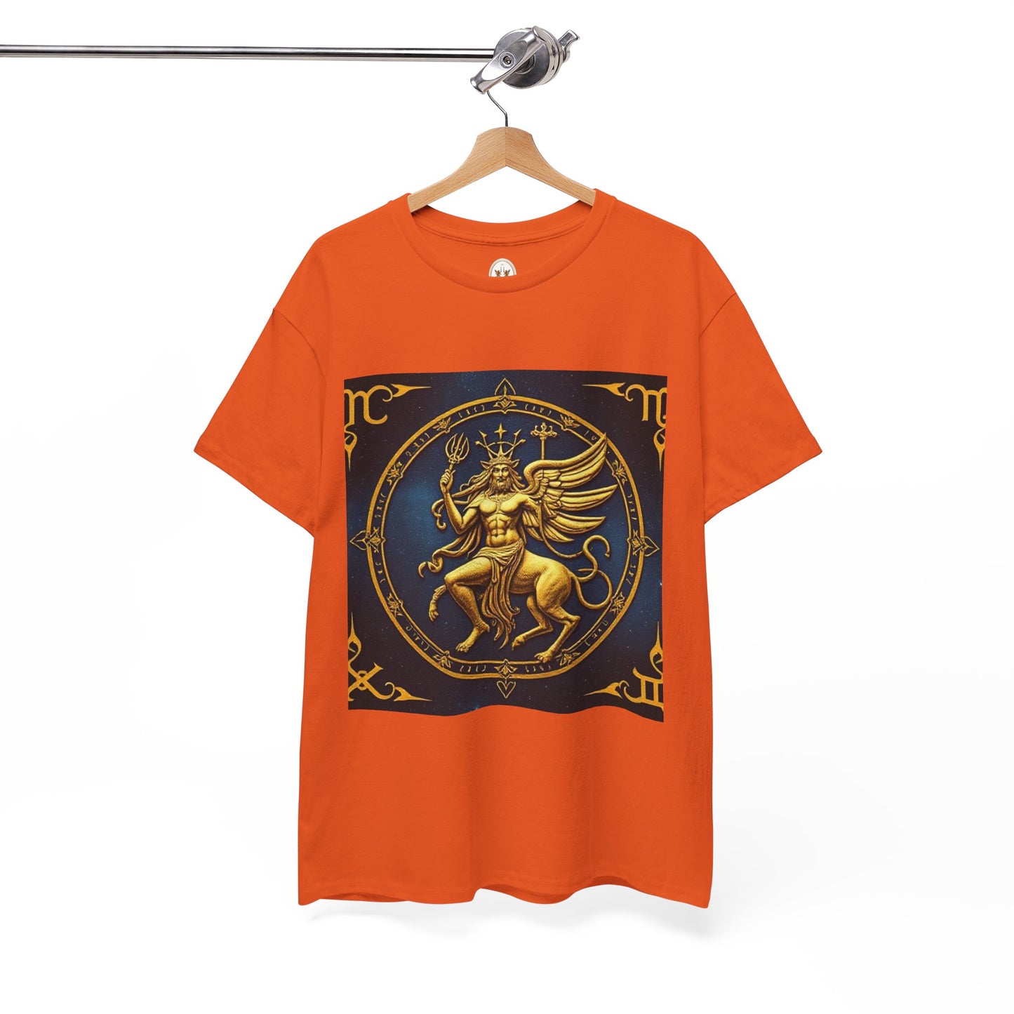 Unisex Heavy Cotton T-Shirt, Gold Angel, Symbol, Virgo Zodiac Design