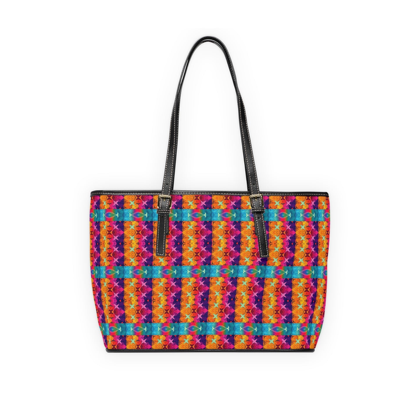 Leather Shoulder Bag, Pisces, Zodiac v1, Shapes Pattern