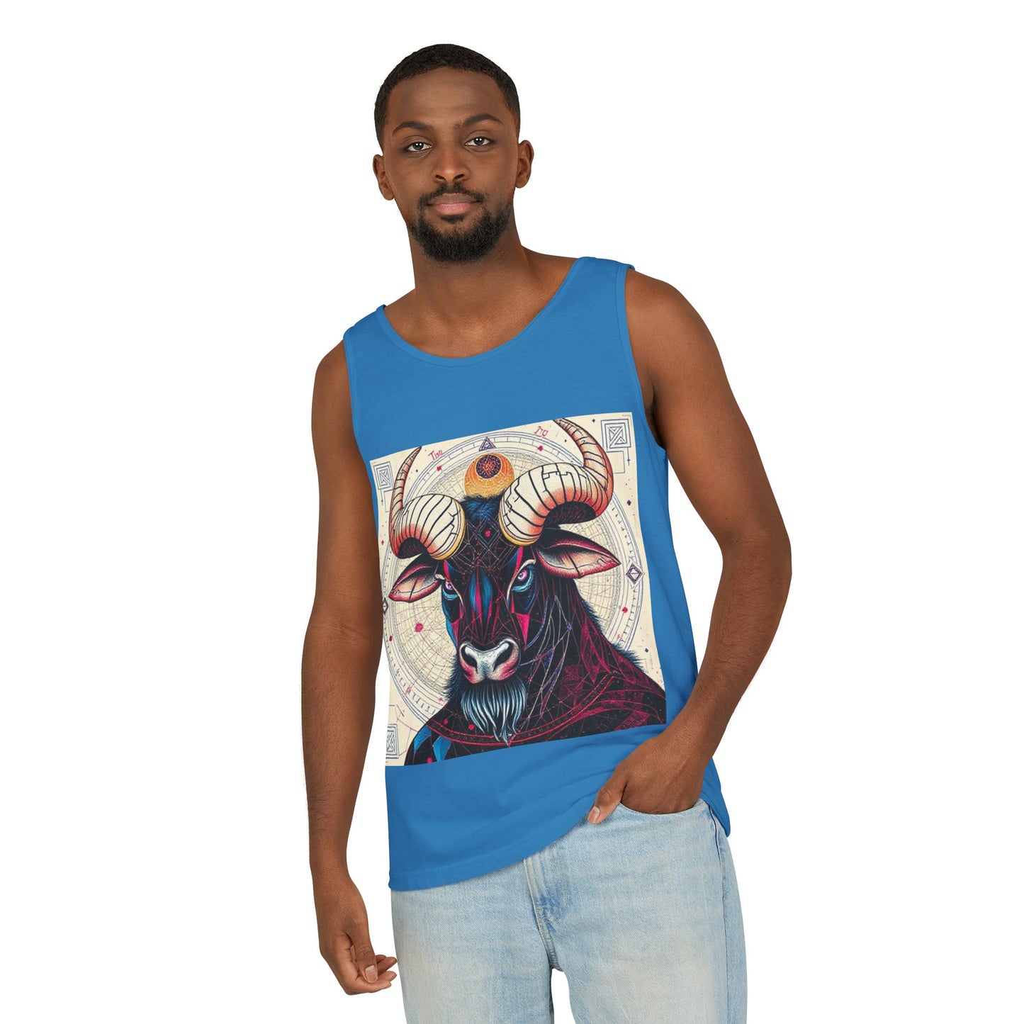 Unisex Garment-Dyed, Tank Top, Taurus Design, Pop Art, 100% US cotton