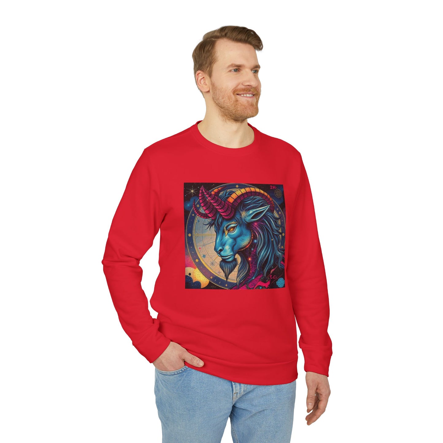 Adidas, Unisex Fleece Crewneck Sweatshirt, Capricorn, Pop Art v1, Zodiac