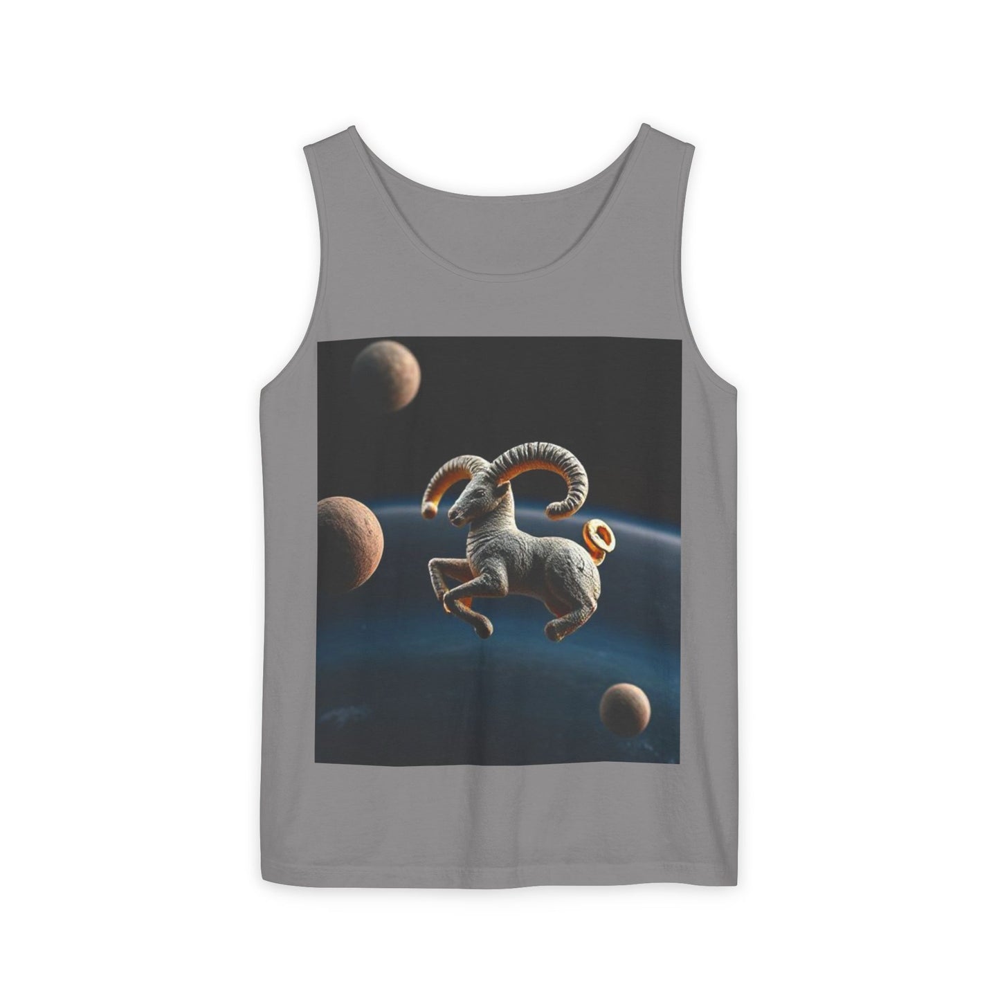 Unisex Garment-Dyed, Tank Top, Aries Design, Planet Animal v1, 100% US cotton