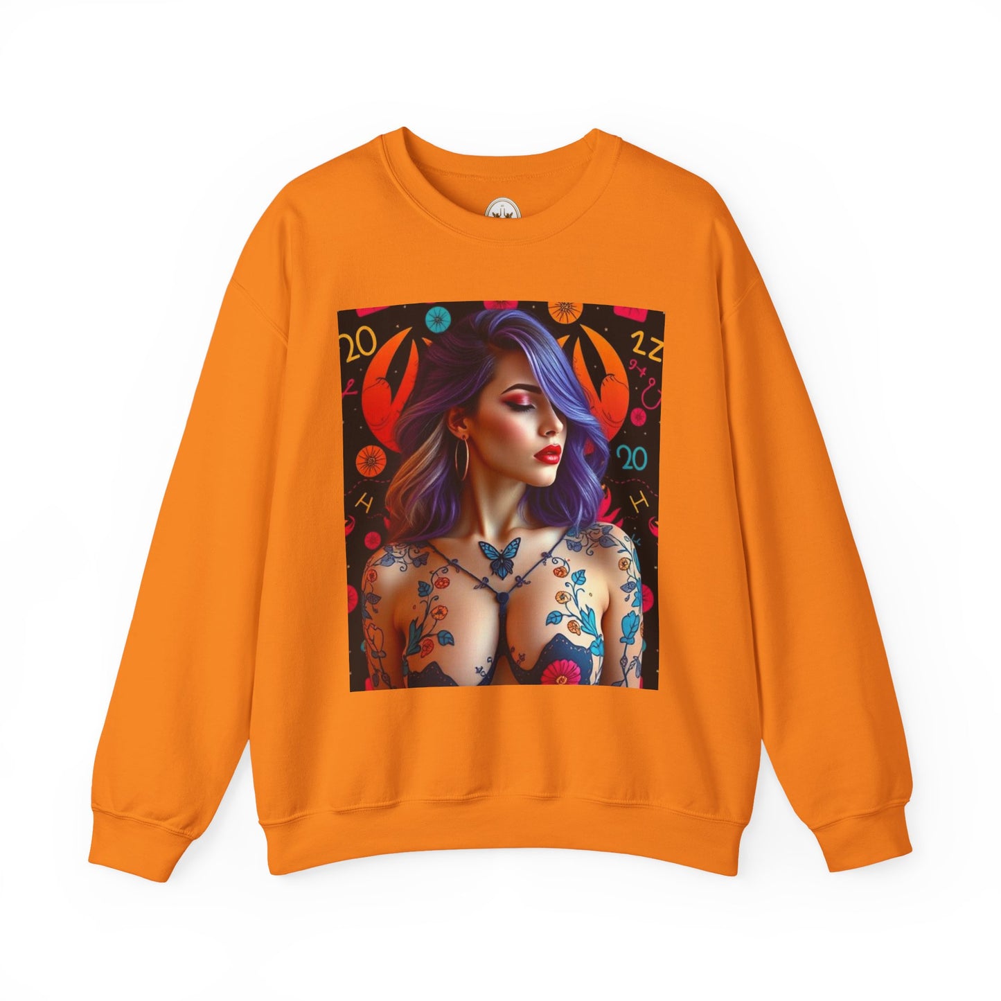 Unisex Heavy Blend™ Crewneck Sweatshirt, Cancer, Zodiac v3, Sexy Pattern