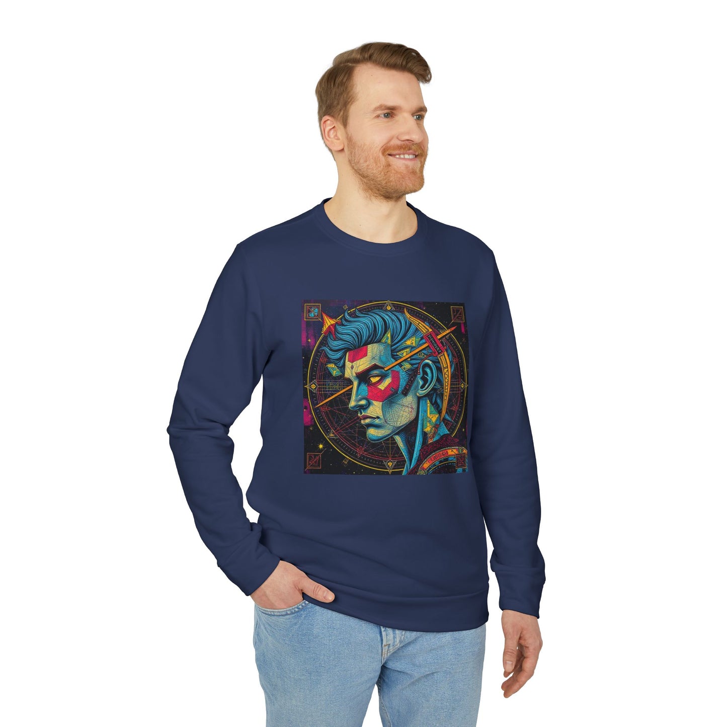 Adidas, Unisex Fleece Crewneck Sweatshirt, Sagittarius, Pop Art, Zodiac
