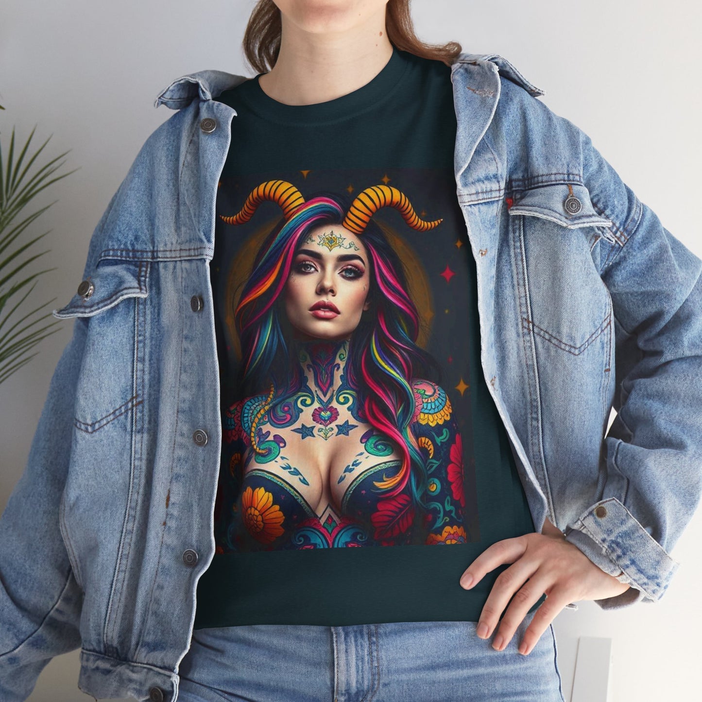 Unisex Heavy Cotton T-Shirt, Capricorn, Zodiac, Sexy Art