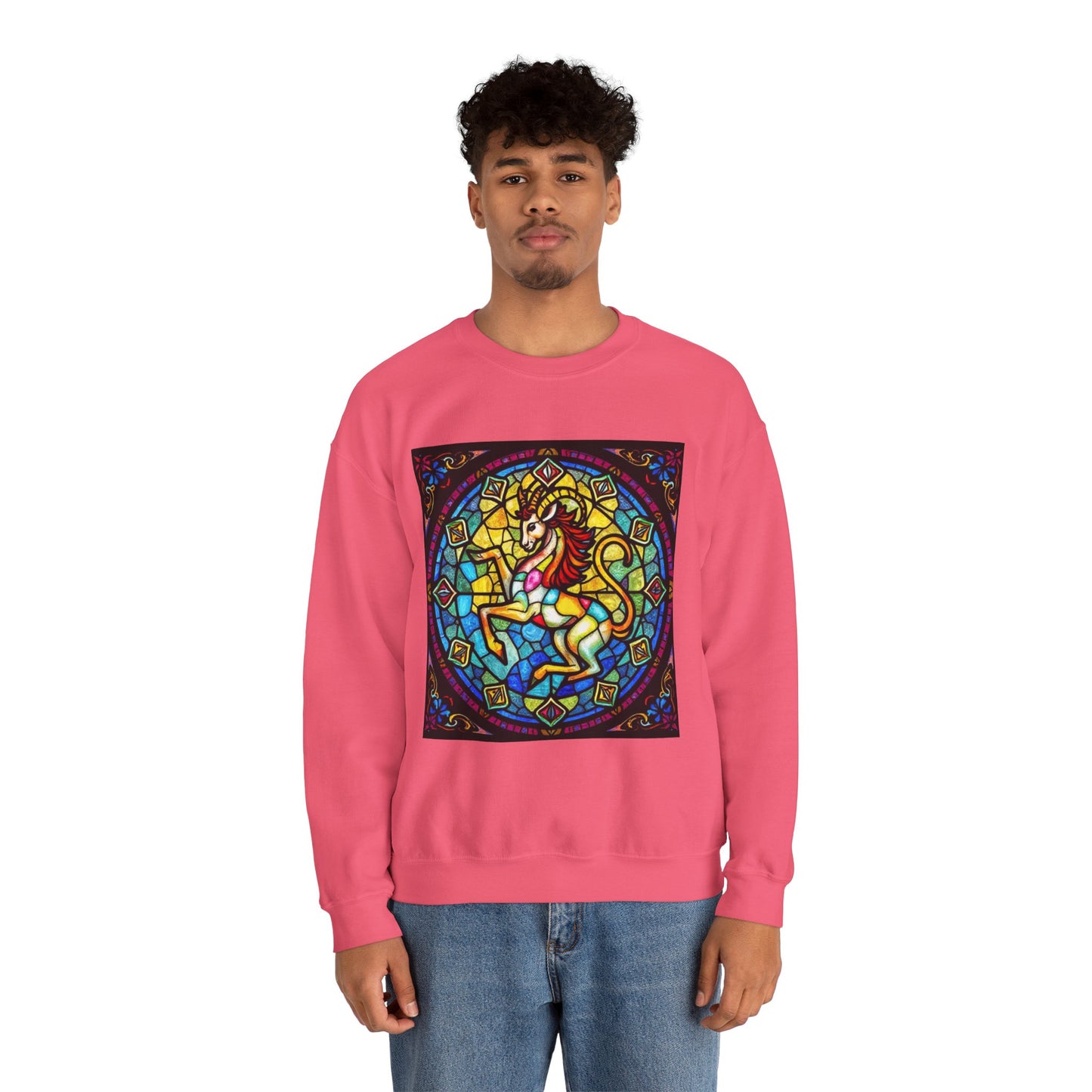 Unisex Heavy Blend™ Crewneck Sweatshirt, Glass, Capricorn Zodiac Design