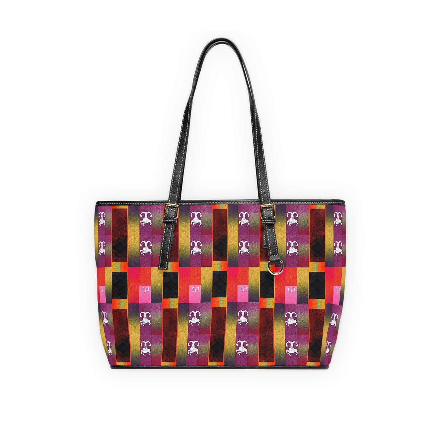 Leather Shoulder Bag, Capricorn, Zodiac v2, Shapes Pattern