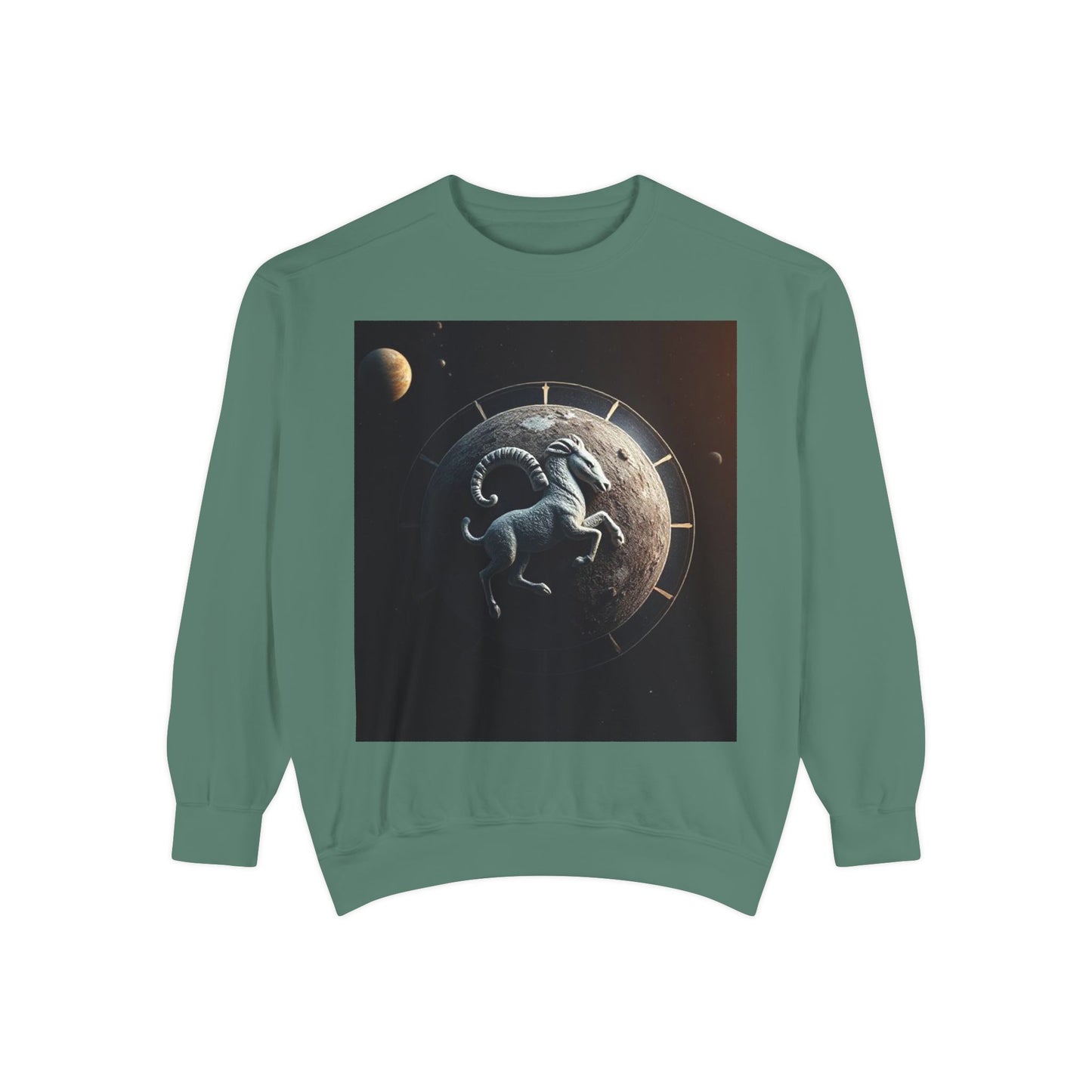 Garment-Dyed Sweatshirt, Unisex, Space Animal Design, Aries