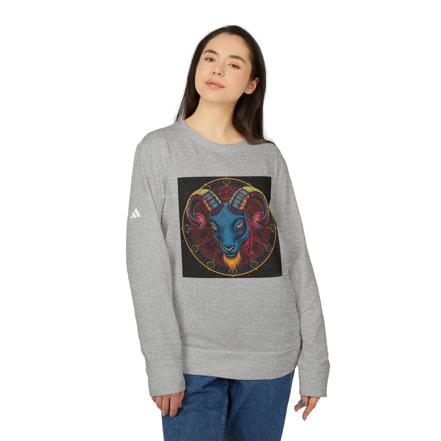 Adidas, Unisex Fleece Crewneck Sweatshirt, Aries, Pop Art v1, Zodiac