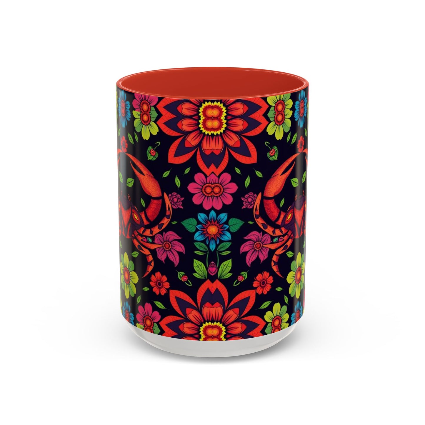 Accent Coffee Mug, Cancer, Zodiac v4, Flower Pattern, (11, 15oz)