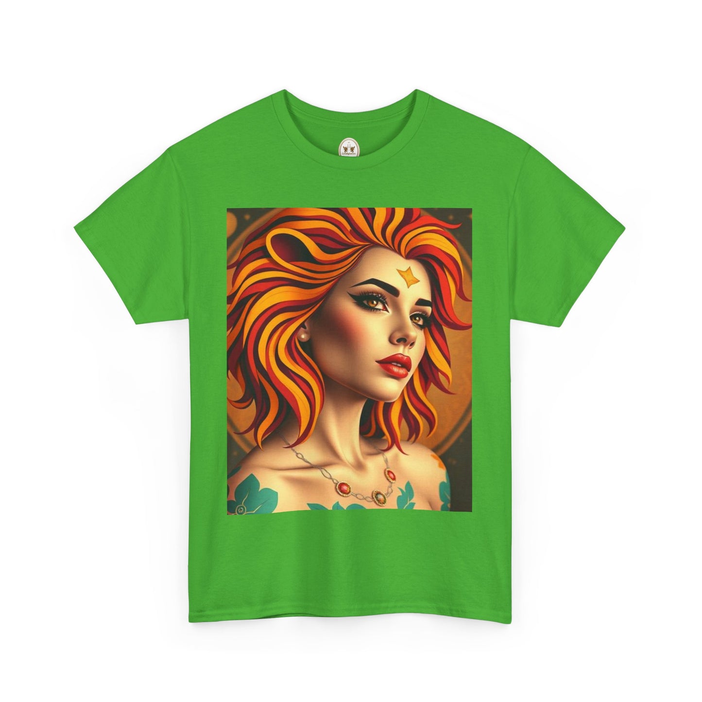 Unisex Heavy Cotton T-Shirt, Leo, Zodiac v3, Sexy Art