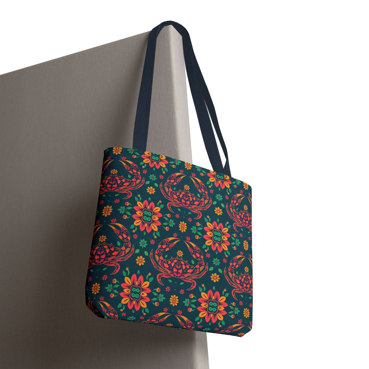 Tote Bag, (AOP), Cancer, Zodiac v1, Flower Pattern
