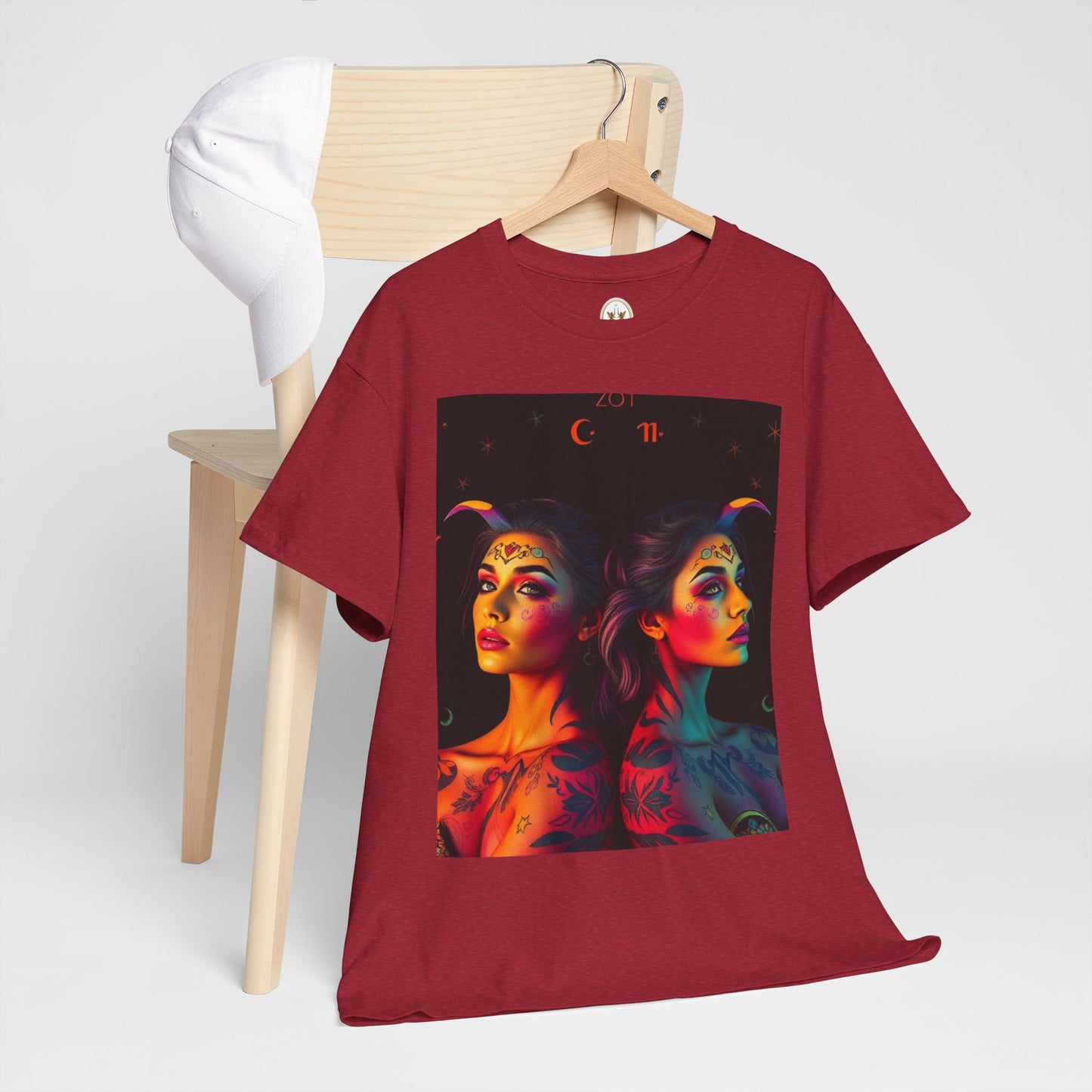 Unisex Heavy Cotton T-Shirt, Gemini, Zodiac, Sexy Art