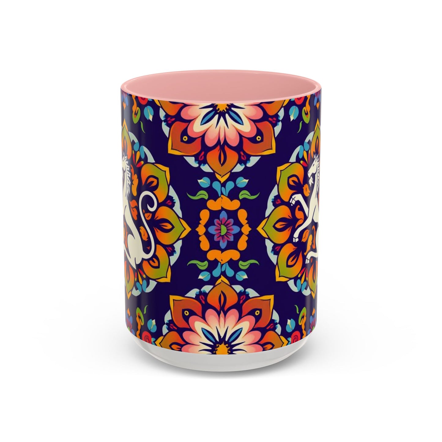 Accent Coffee Mug, Virgo, Zodiac v4. Flower Pattern, (11, 15oz)