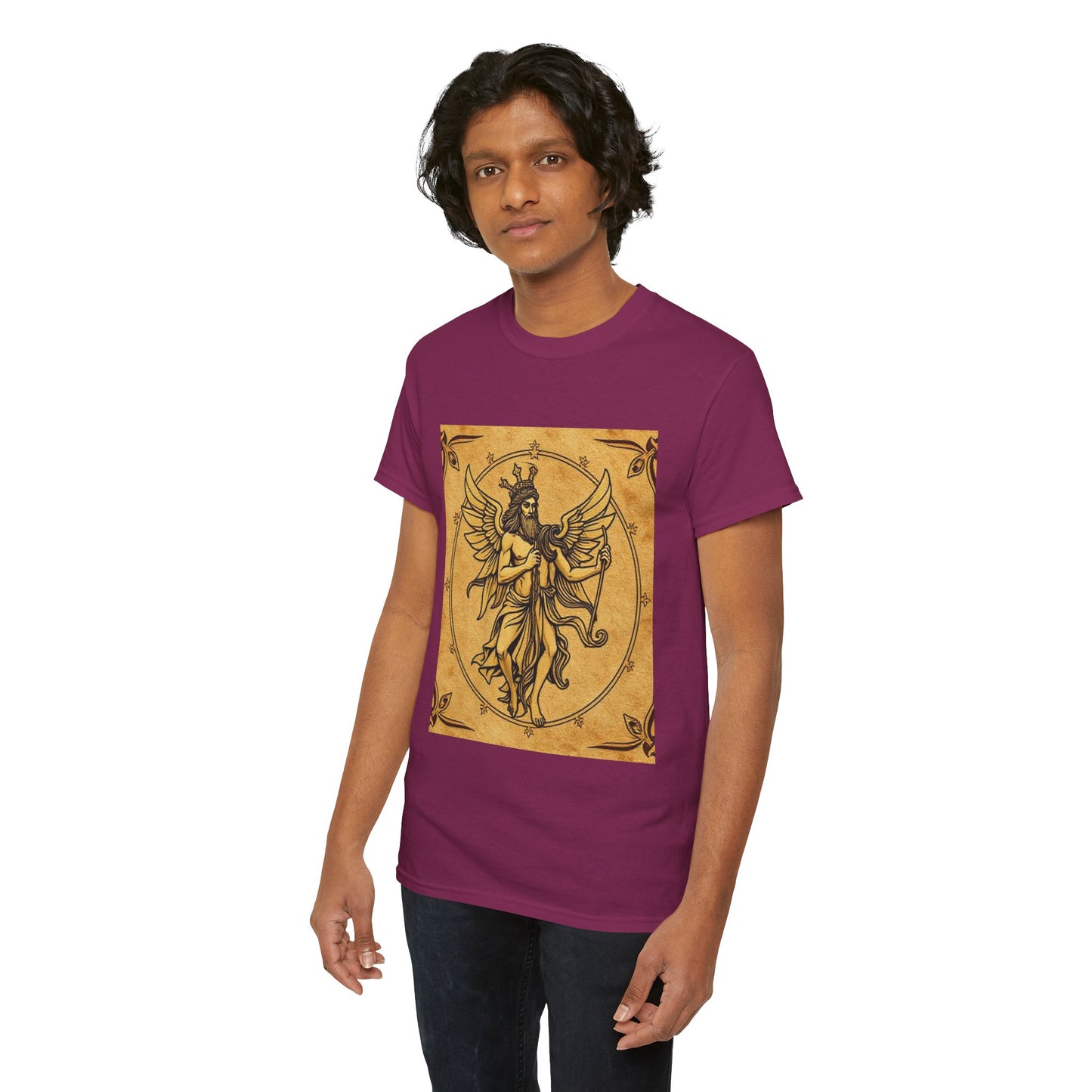 Unisex Heavy Cotton T-Shirt, Pencil Art v1, Gemini Zodiac Design
