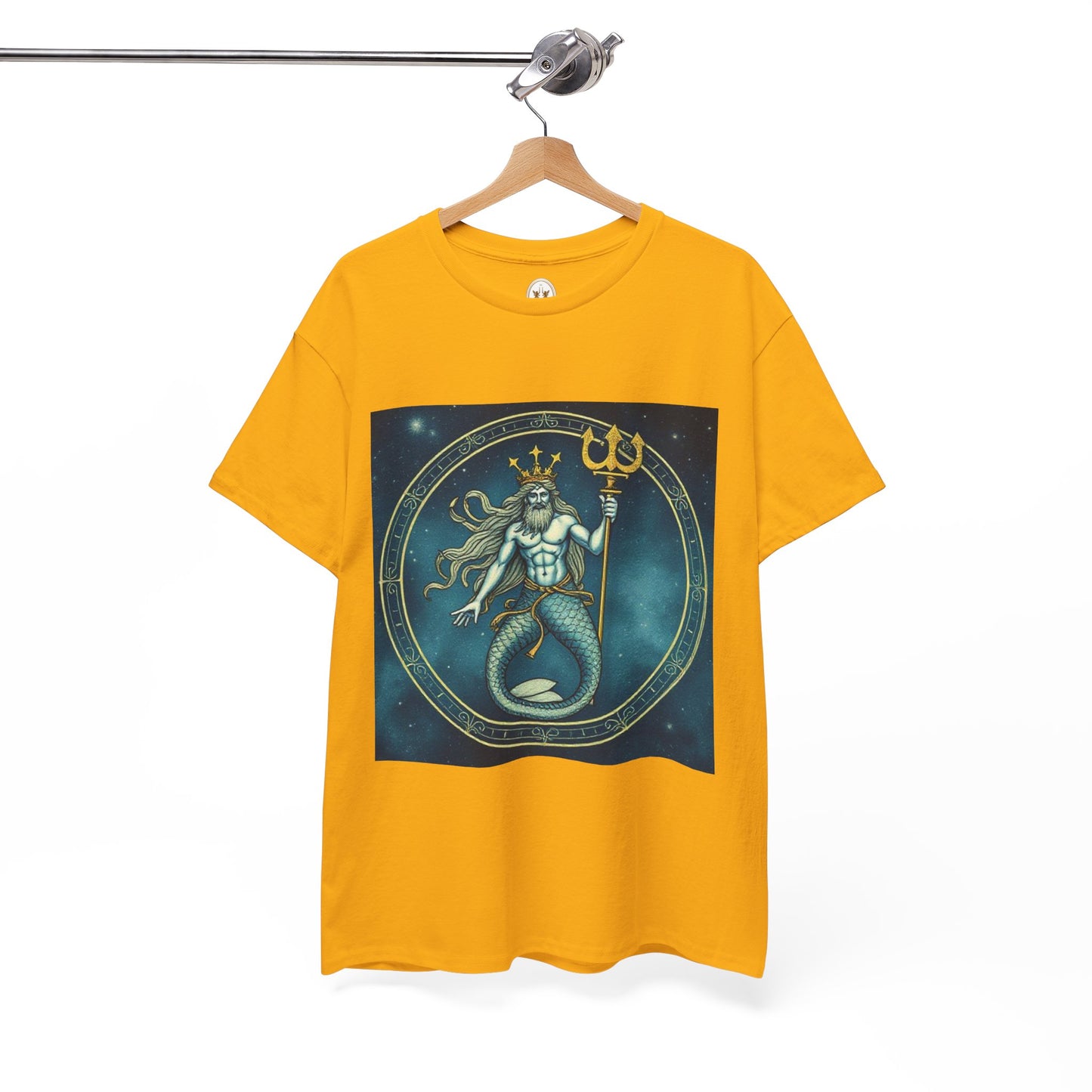 Unisex Heavy Cotton T-Shirt, Aquarius God 6v, Zodiac Design
