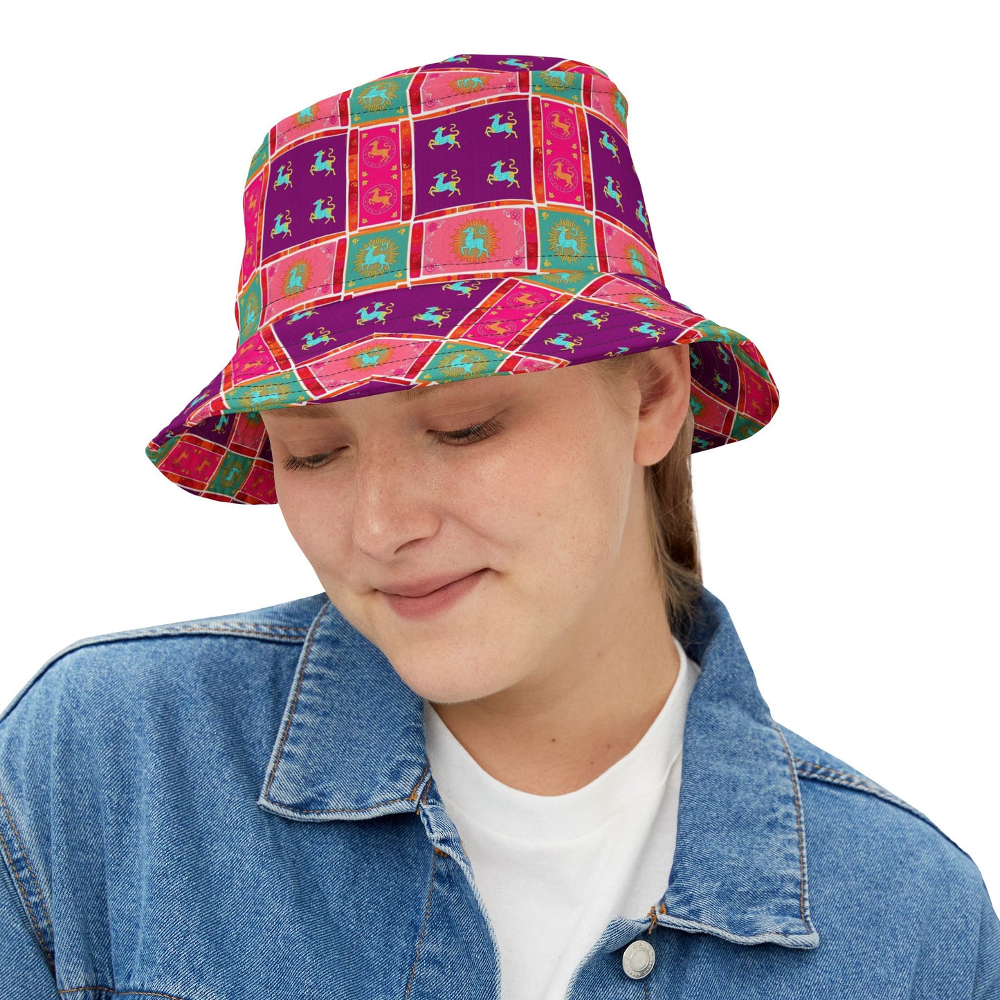 Bucket Hat, (AOP), Capricorn, Zodiac v1, Shape Pattern