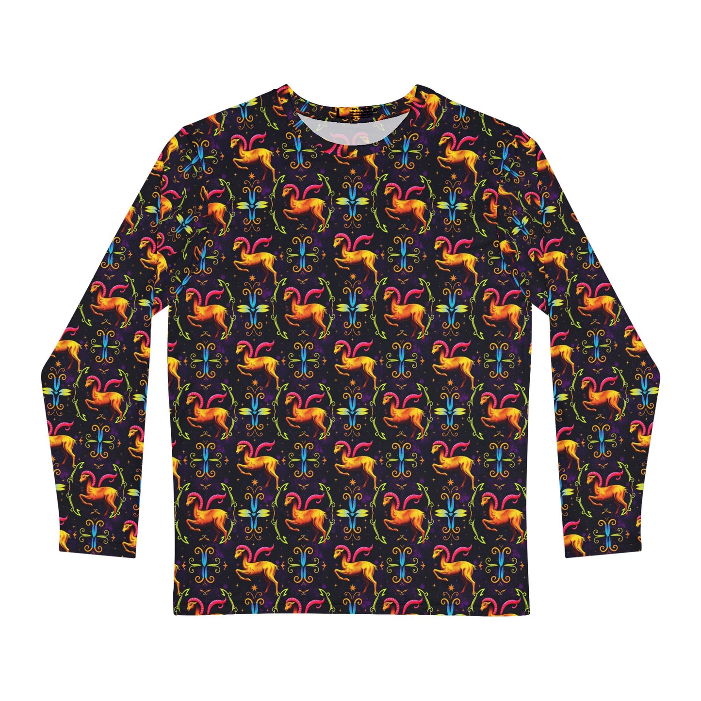 Men's Long Sleeve Shirt, (AOP), Aries, Zodiac v2, Pattern