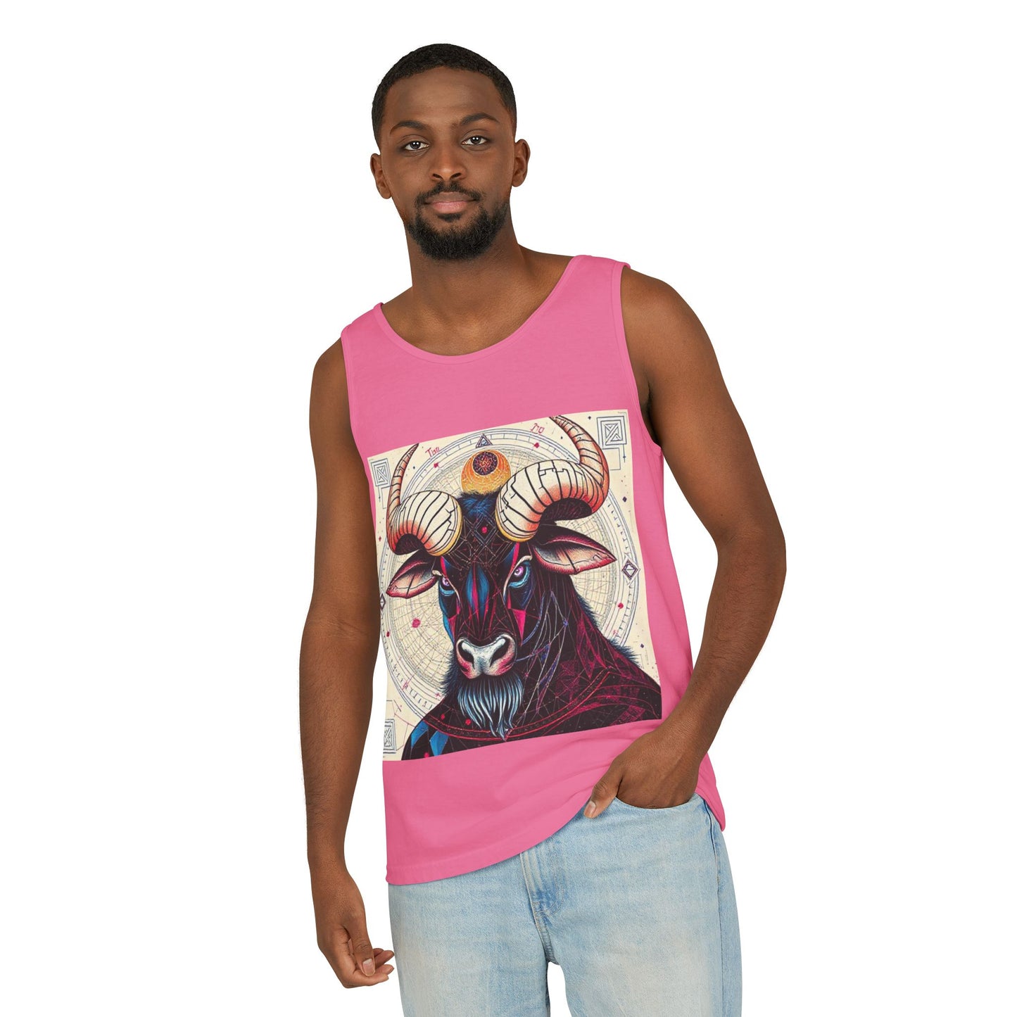 Unisex Garment-Dyed, Tank Top, Taurus Design, Pop Art, 100% US cotton