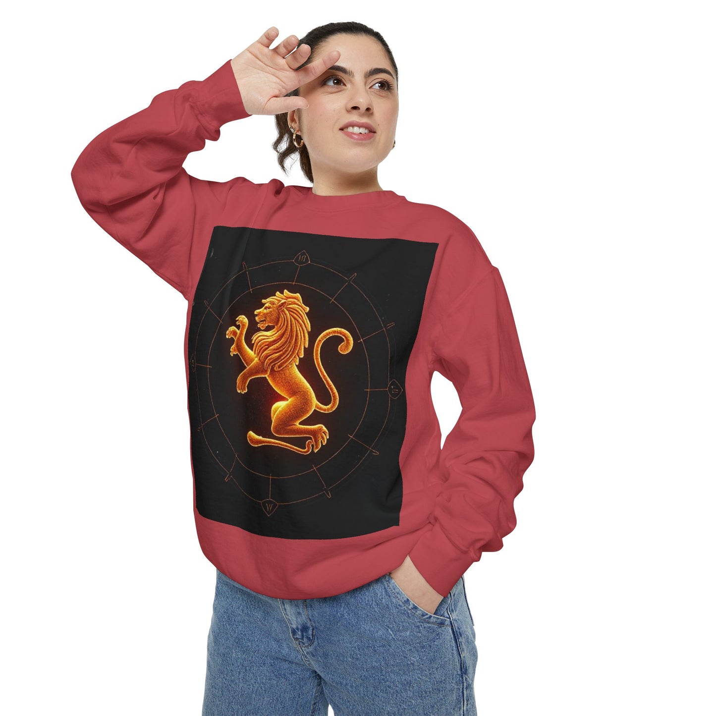 Garment-Dyed Sweatshirt, Unisex, Space Animal Design v1, Leo