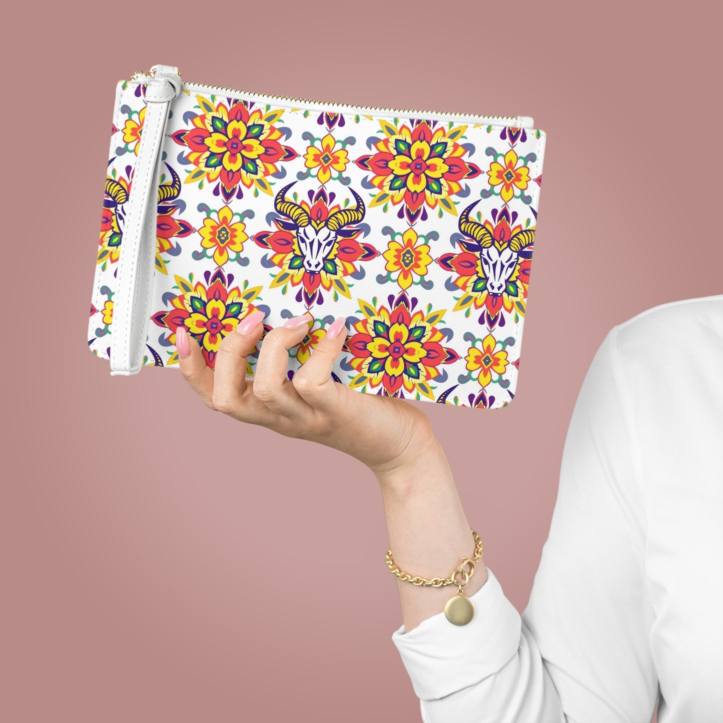 Clutch Bag, Taurus, Zodiac, Flower Pattern