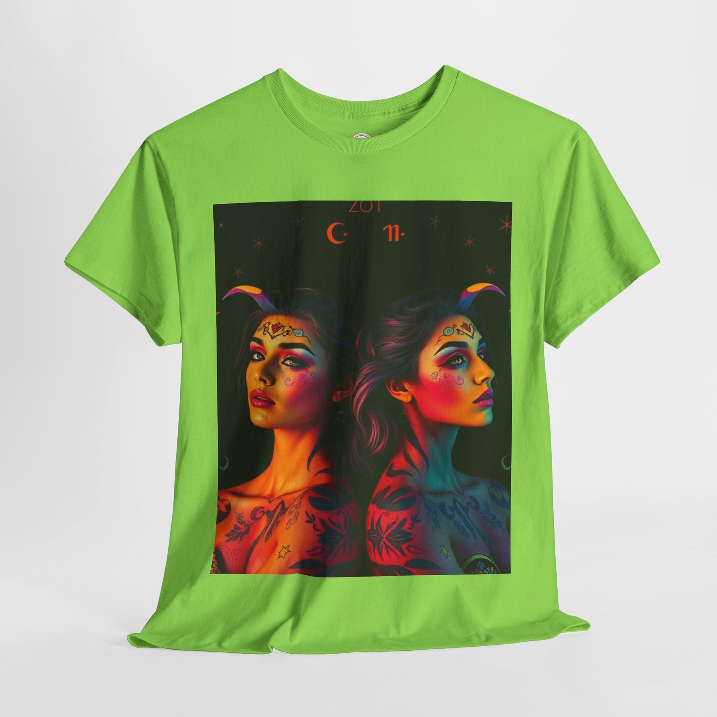 Unisex Heavy Cotton T-Shirt, Gemini, Zodiac, Sexy Art