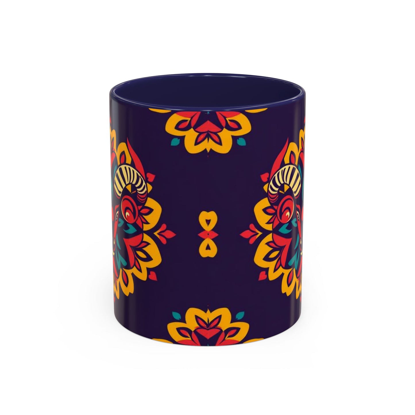 Accent Coffee Mug, Taurus, Zodiac v4. Flower Pattern, (11, 15oz)