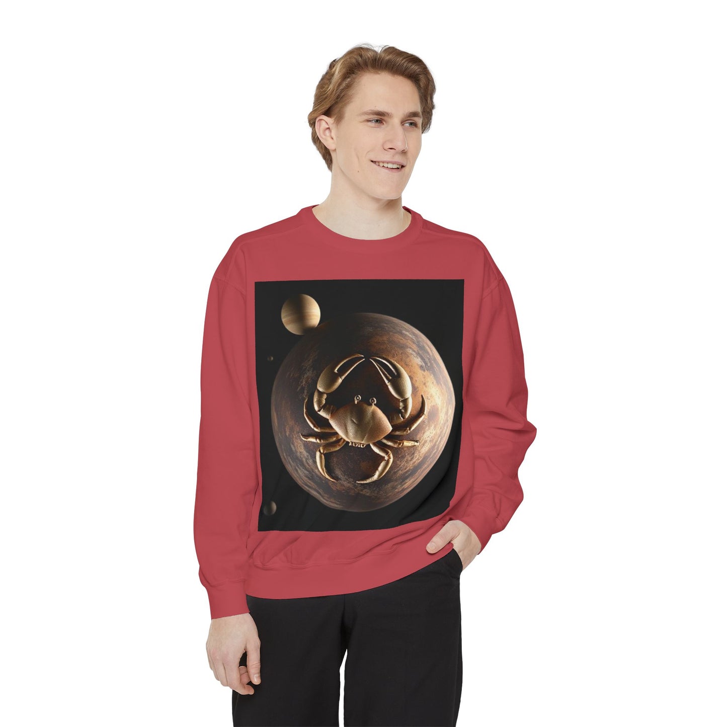 Garment-Dyed Sweatshirt, Unisex, Space Animal Design v1, Cancer