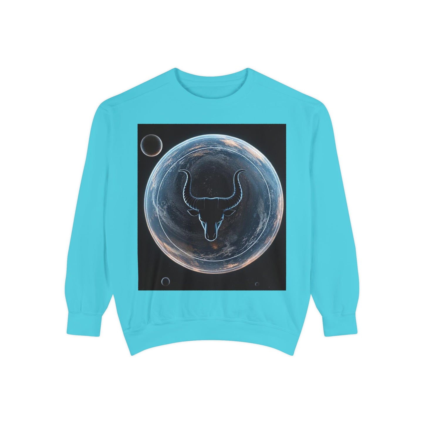 Garment-Dyed Sweatshirt, Unisex, Space Animal Design, Taurus