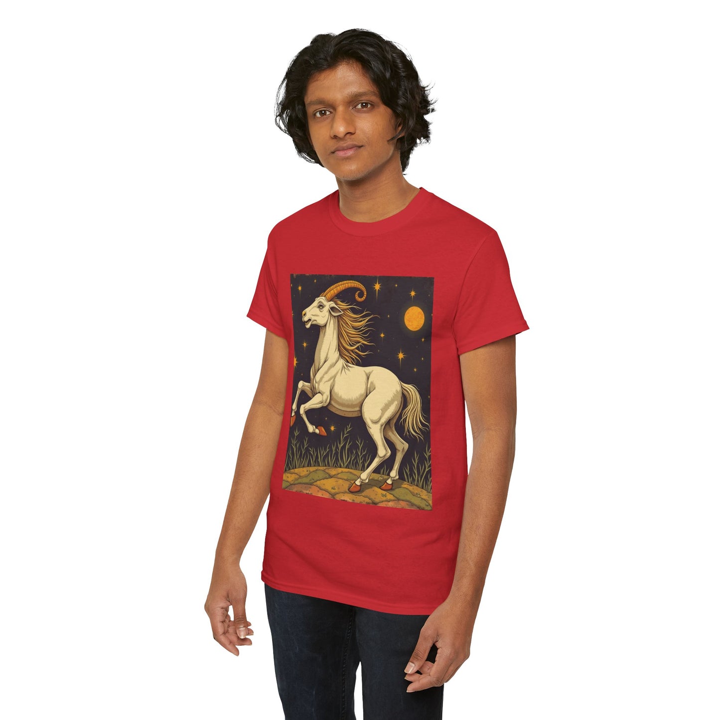 Unisex Heavy Cotton T-Shirt, Aries Animal, Zodiac Design