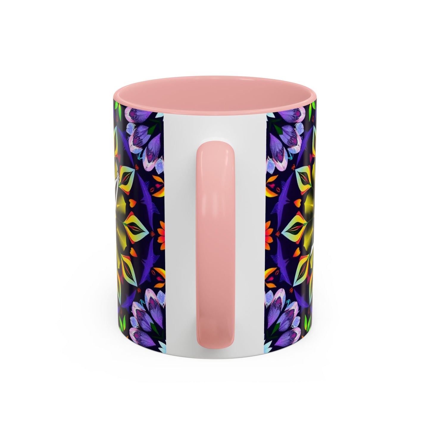 Accent Coffee Mug, Sagittarius, Zodiac v1. Flower Pattern, (11, 15oz)