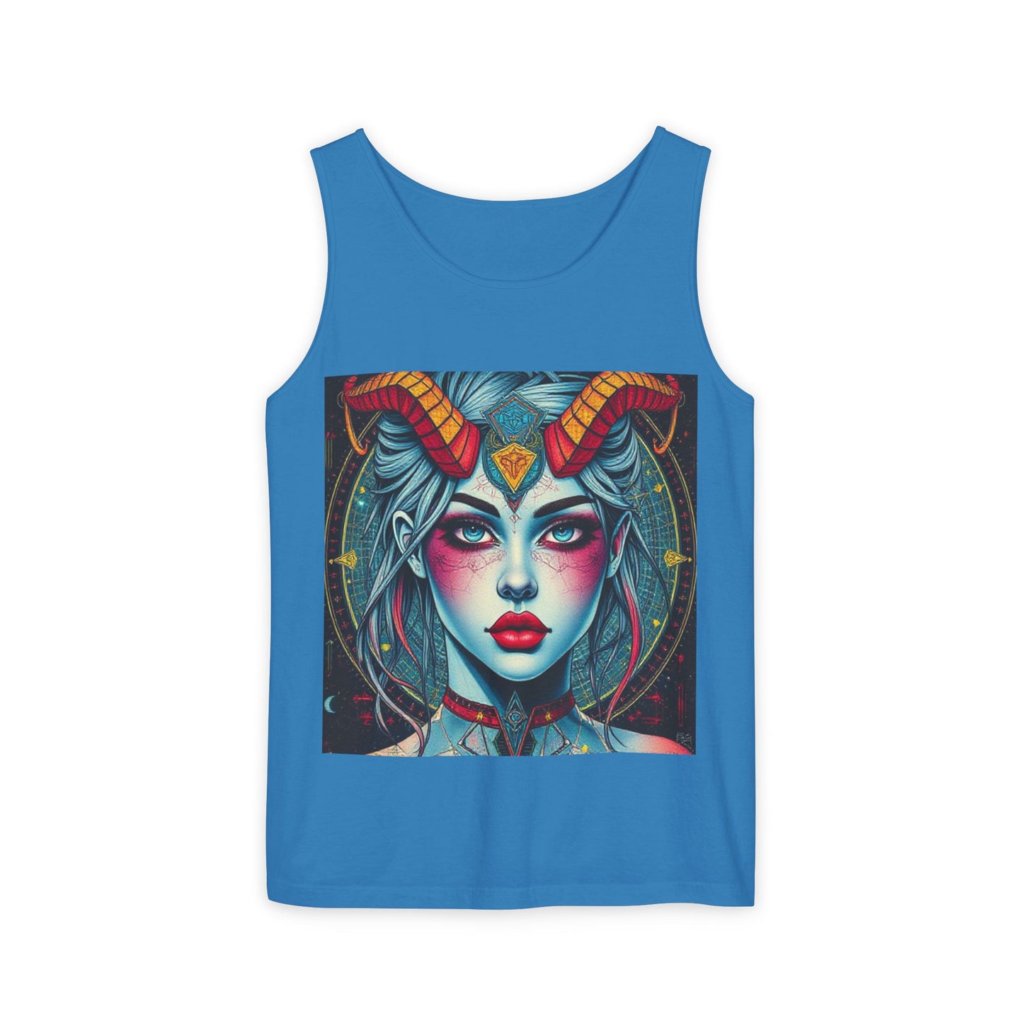 Unisex Garment-Dyed, Tank Top, Capricorn, Pop Art v1, 100% US cotton