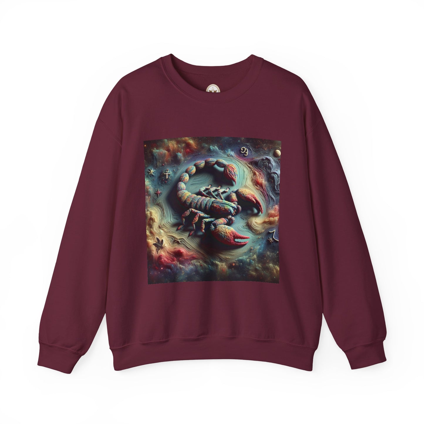 Unisex Heavy Blend™ Crewneck Sweatshirt, Trippy Mist Scorpion, Scorpio Zodiac Design
