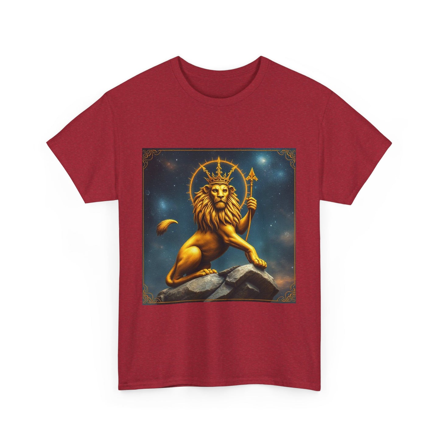 Unisex Heavy Cotton T-Shirt, King of Lions, Leo Zodiac Design