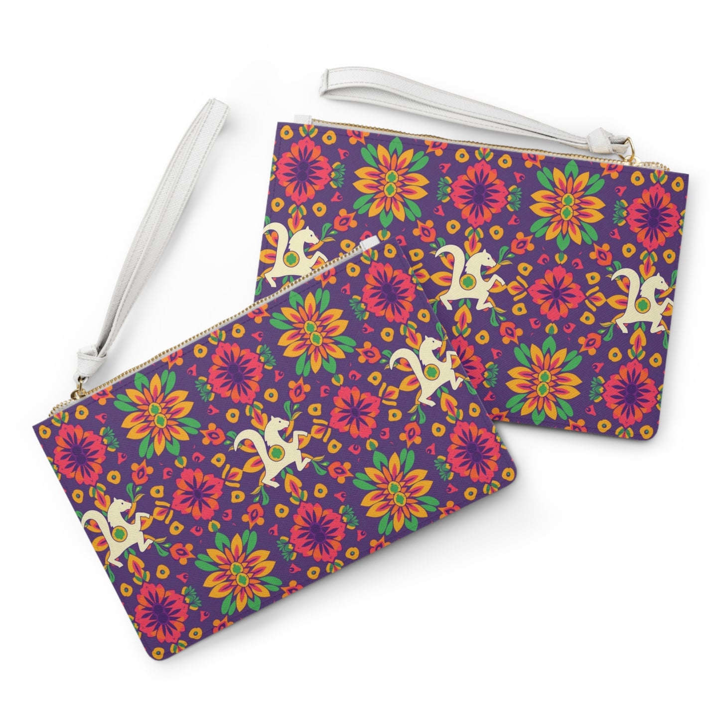 Clutch Bag, Aquarius, Zodiac v2, Flower Pattern