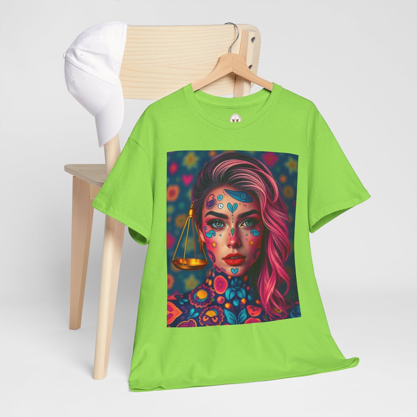 Unisex Heavy Cotton T-Shirt, Libra, Zodiac v2, Sexy Art