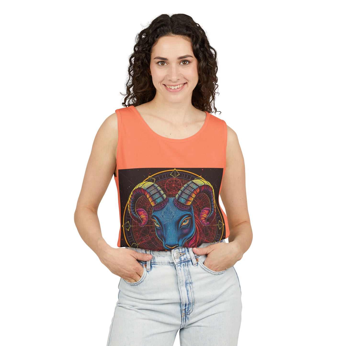 Unisex Garment-Dyed, Tank Top, Aries Design, Pop Art, 100% Ringspun US cotton
