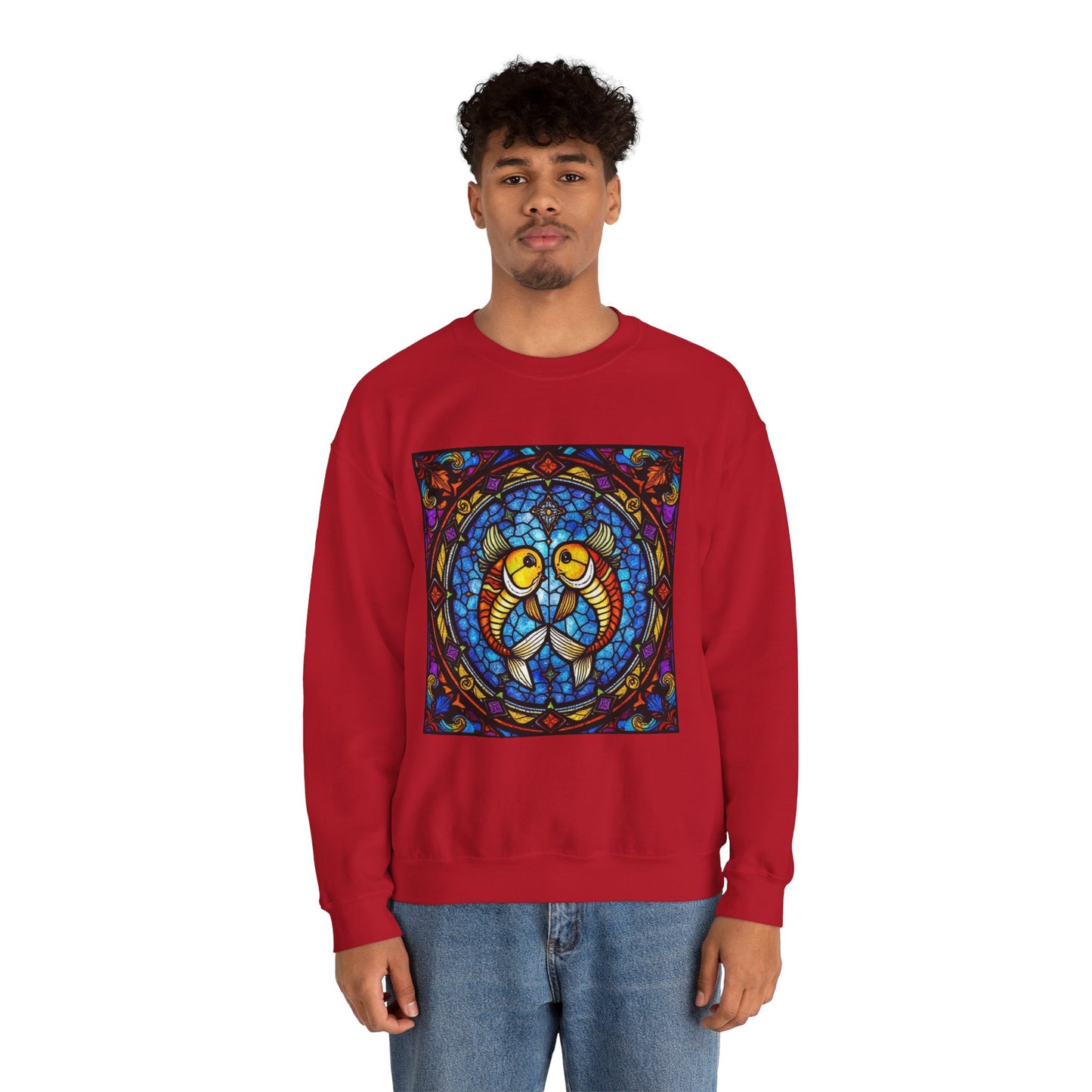 Unisex Heavy Blend™ Crewneck Sweatshirt, Glass 1, Pisces Zodiac Design